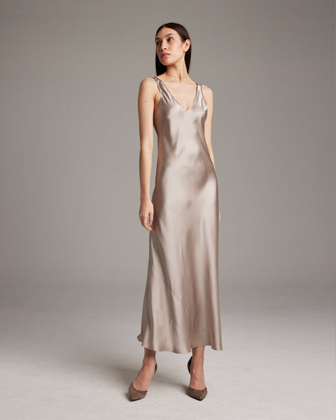 Elegant Ivory Silk Slip Dress Versatile, Lightweight & Semi-sheer