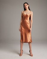 Bias cut Midi Slip Dress in Terracotta