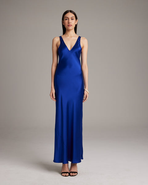 Double V Slip Dress in Sandwashed Silk – VOZ Apparel