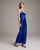 Double V Slip Dress in Sandwashed Silk