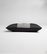 Side view of Diamante Lumbar Pillow in Black, featuring a diamond pattern.