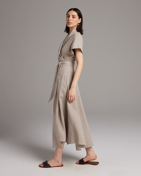 linen wrap dresses Butterfly Wrap Dress in Linen – VOZ Apparel