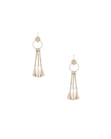 Gold chandelier earrings with cascading tassels