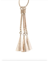 Hand-forged silver chandelier earrings with three cone-shaped pendants
