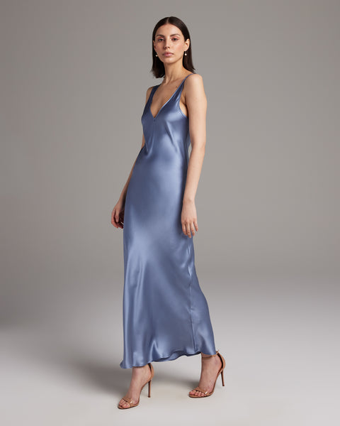 suniva silk charmeuse slip dress Lola Silk Charmeuse Slip Dress In Black 3