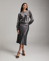 Bias Midi Skirt in Silk Charmeuse