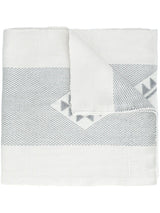 Grey and white Estrella Shawl with geometric patterns