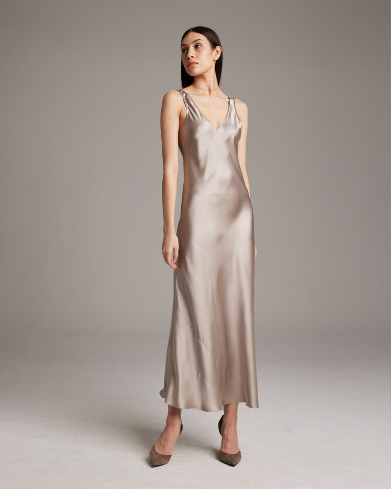 Double V Slip Dress in Stretch Silk Crepe – VOZ Apparel