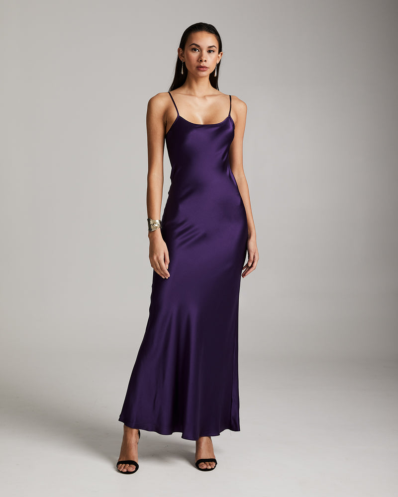purple slip dress silk Paiva Slip Dress in Satin Lilac