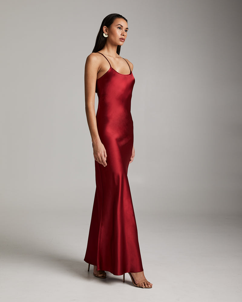 Red Satin Short Slip Dress – IRHAZ