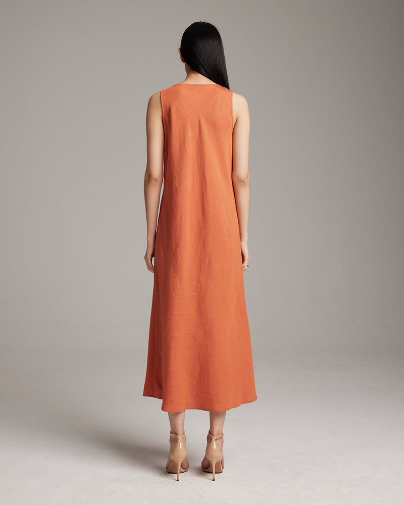 women mercerized cotton v-neck a-line long dress Women's Maxi Linen Dress With V Neck White | Small