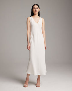 Linen V Neck Dress Ivory / Medium Linen V Neck Dress Ivory / Medium