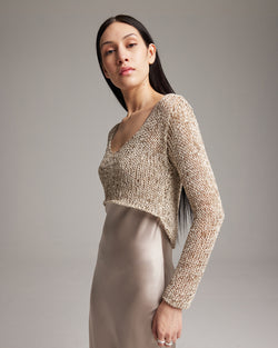 Marble Loose Knit Crop Sweater VOZ Apparel Marble Loose Knit Crop Sweater VOZ Apparel