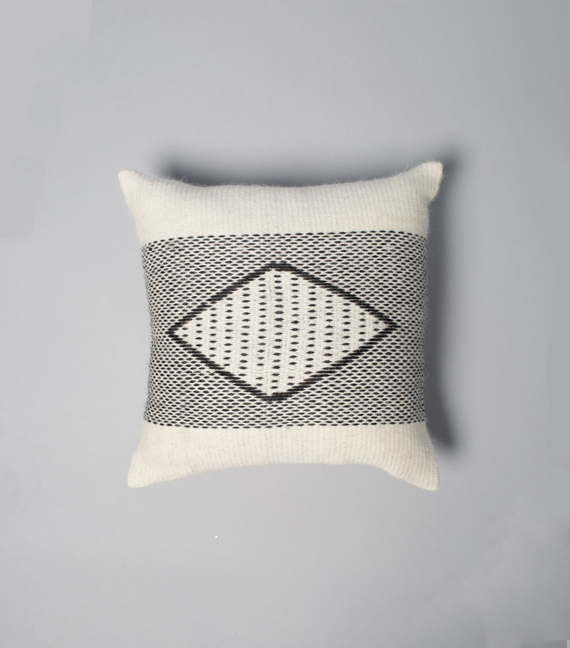 Diamante Square Textile Small Pillow in Ivory