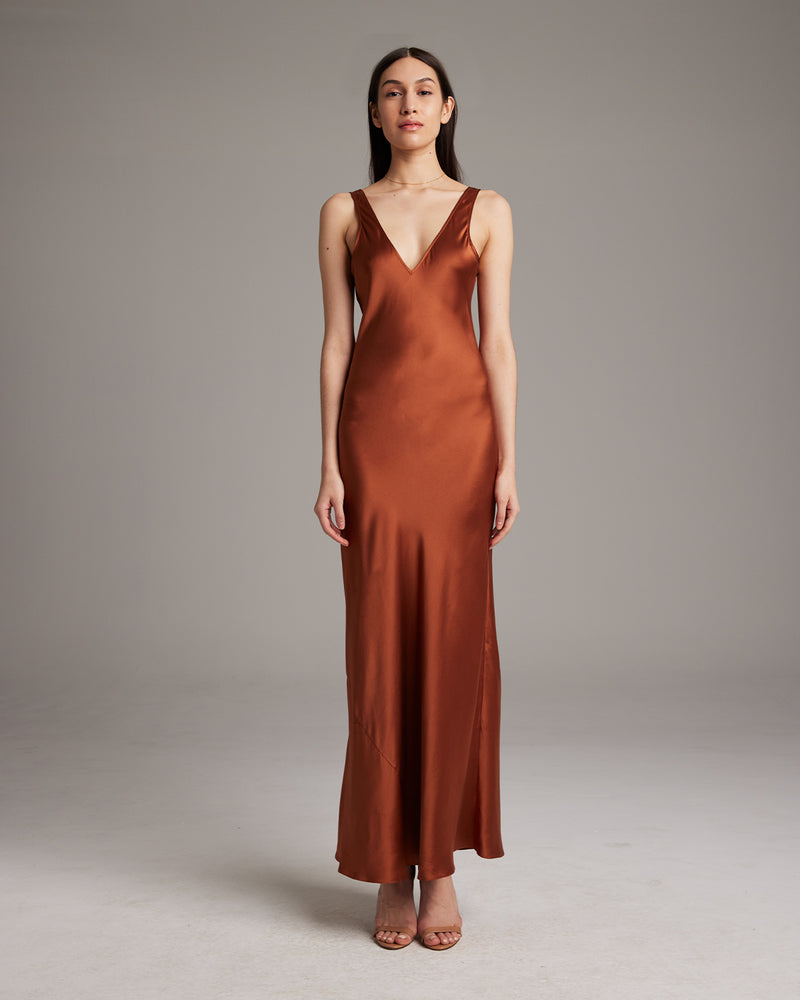 Double V Slip Dress in Stretch Silk Crepe – VOZ Apparel