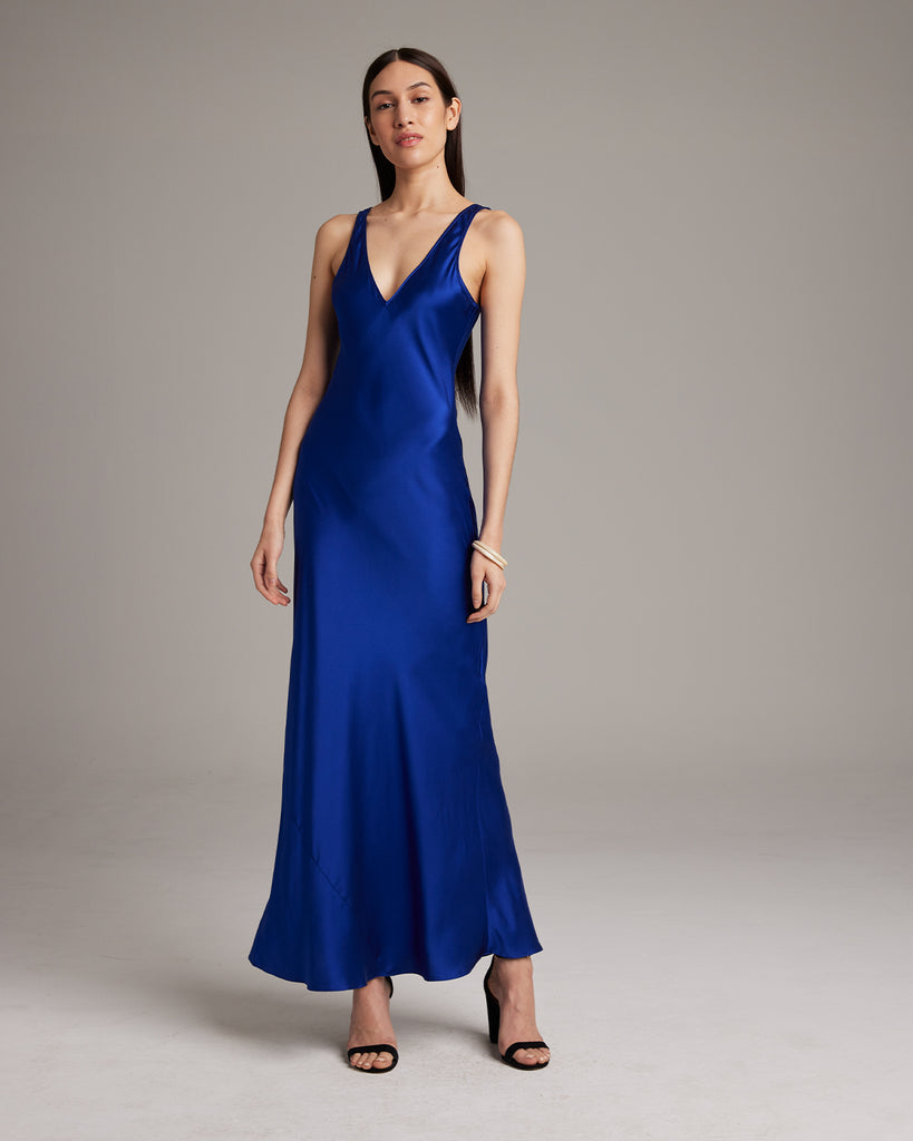 Double V Slip Dress in Silk Charmeuse – VOZ Apparel