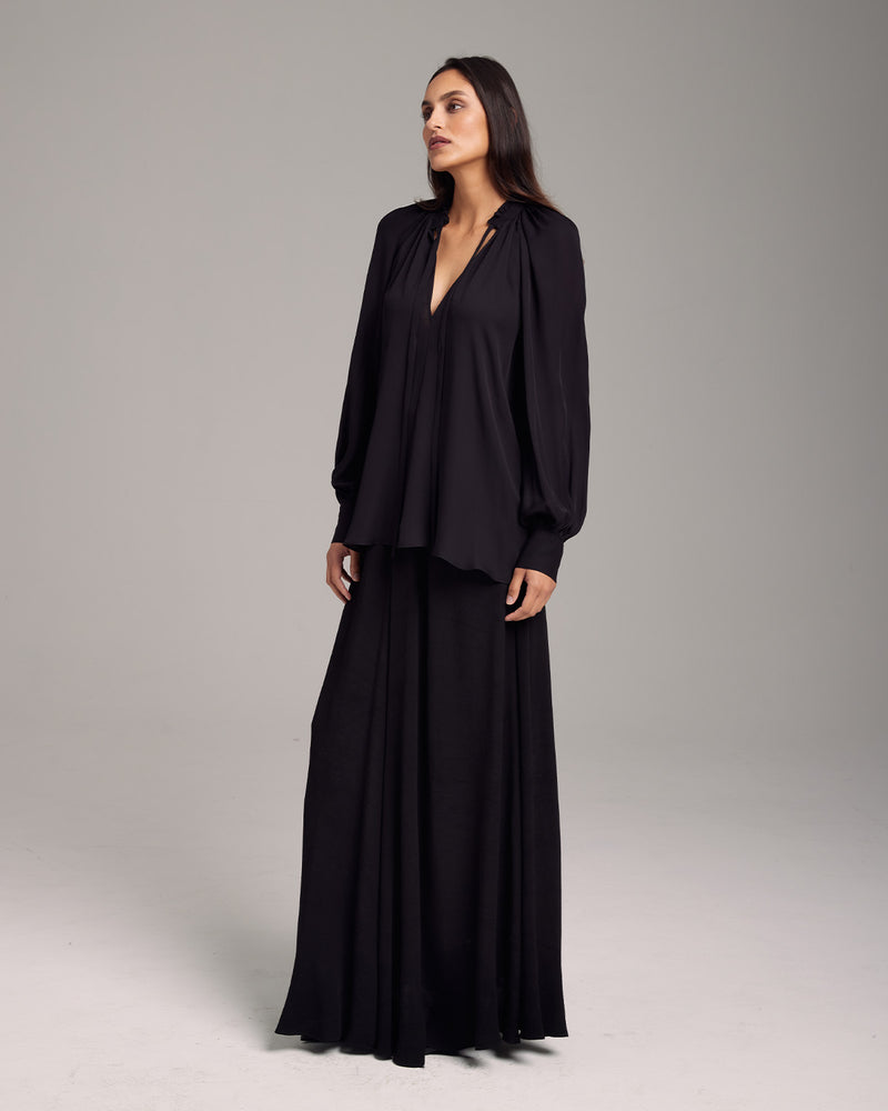 Bishop Sleeve Blouse in Georgette Silk VOZ Apparel Bishop Sleeve Blouse in Georgette Silk VOZ Apparel