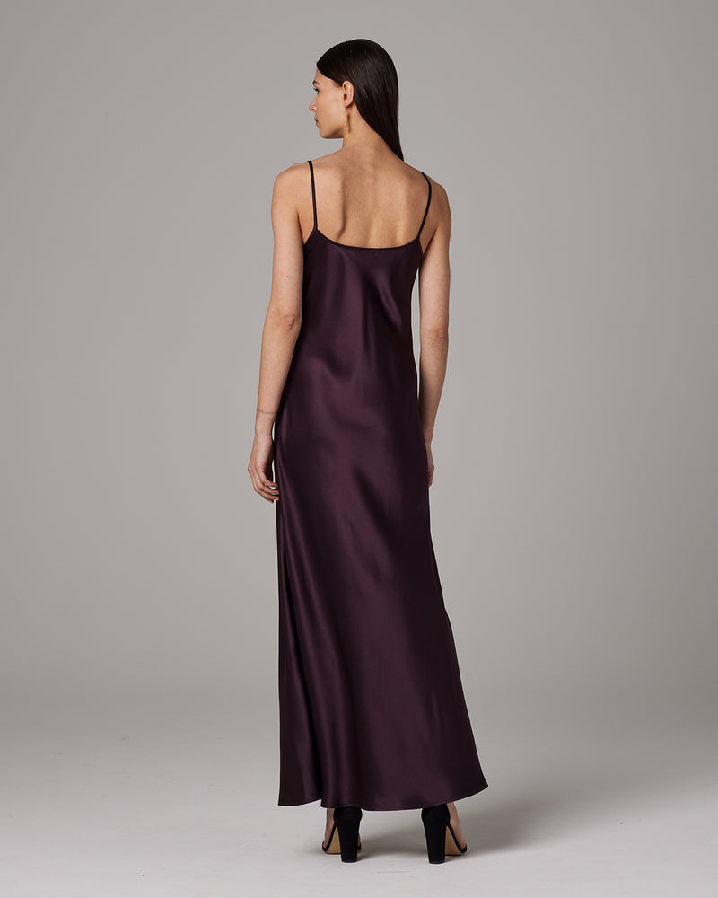 purple silk slip dress Vintage Purple Satin Side Split Slip Dress - M