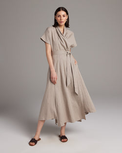 Butterfly Wrap Dress in Linen VOZ Apparel Butterfly Wrap Dress in Linen VOZ Apparel