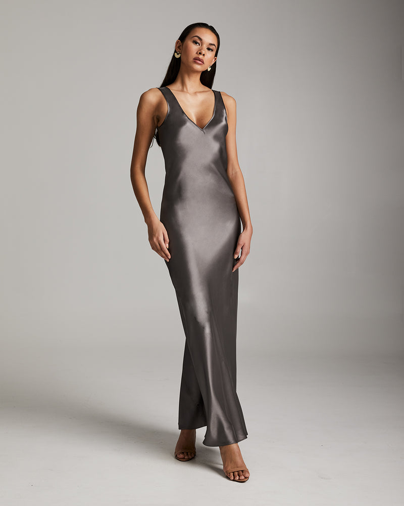 Long Double V Slip Dress VOZ Apparel Long Double V Slip Dress VOZ Apparel