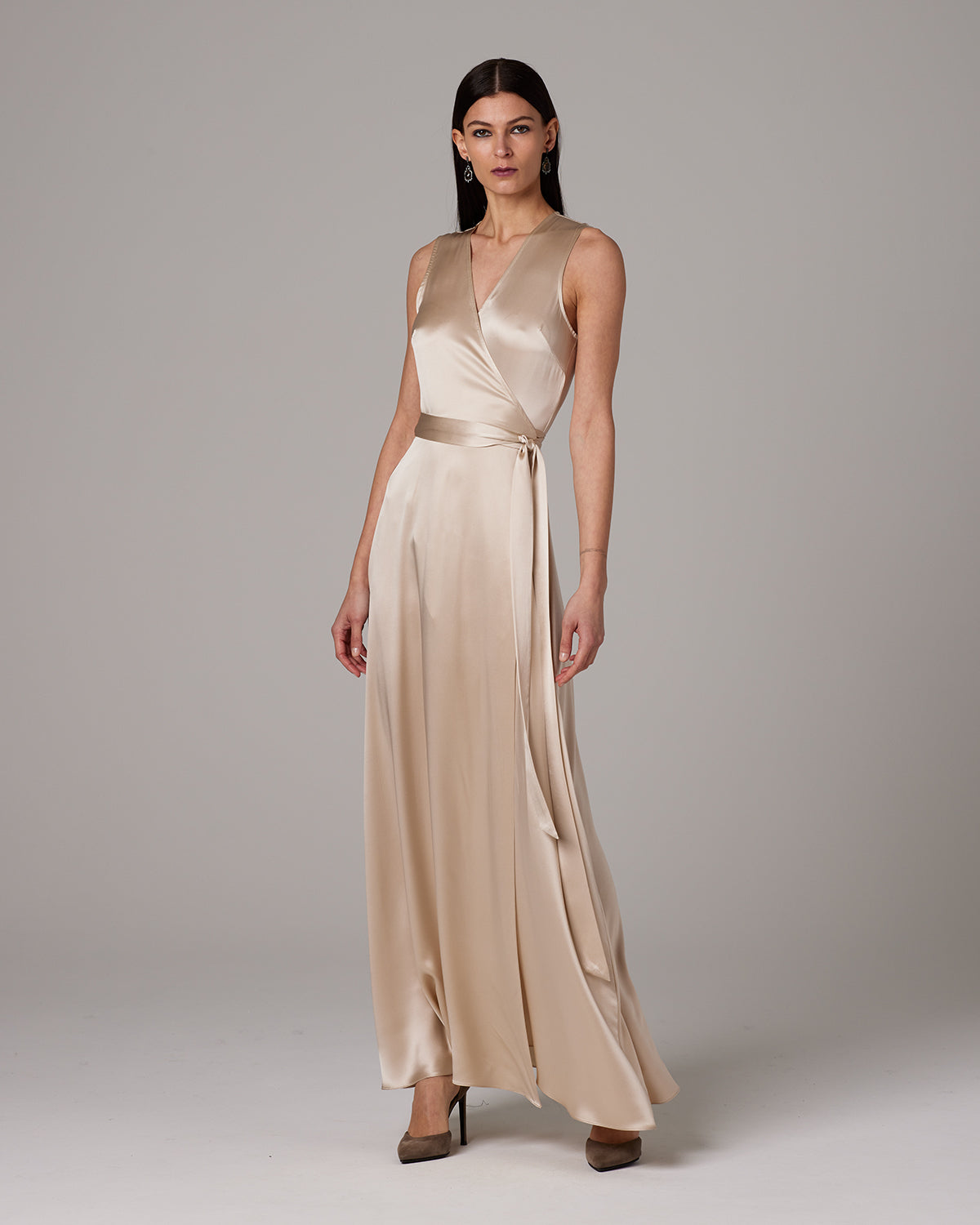 sachin and babi light blue dress Elegant Black Wrap Dress with Waist Tie – BIS WEAR main image 1