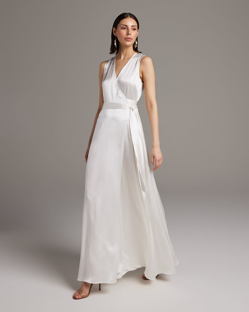 Bridal Frontward Wrap Dress Ivory / X-Large Bridal Frontward Wrap Dress Ivory / X-Large