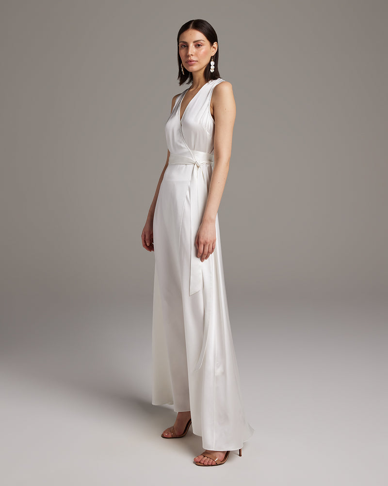 Bridal Frontward Wrap Dress Ivory / X-Large
