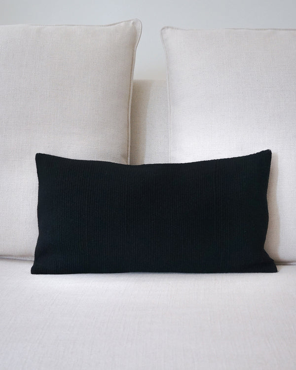 Solid Lumbar Pillow in Black Pima Cotton