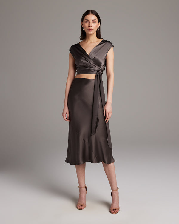 Bias Midi Skirt in Silk Charmeuse