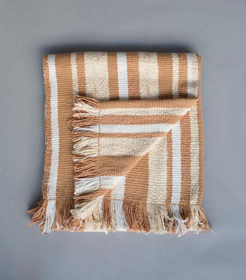 Gradient Stripes Blanket in Apricot